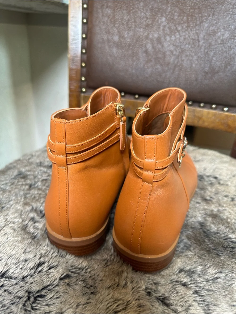 KATE SPADE Bacall Napa Tan Leather Ankle Boots, Size 11